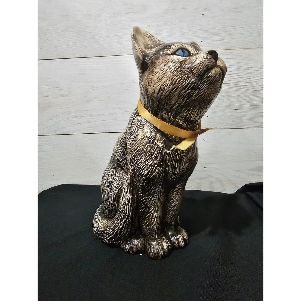 Rare Vintage 1987 9.5 inch cat brown w blue eyes